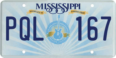 MS license plate PQL167
