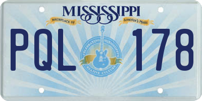 MS license plate PQL178