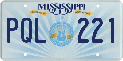 MS license plate PQL221