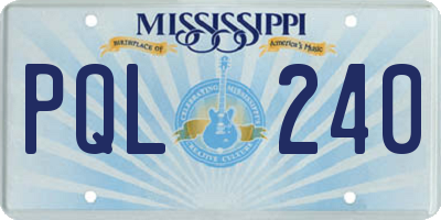 MS license plate PQL240
