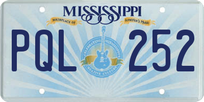 MS license plate PQL252