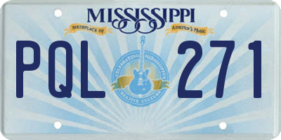 MS license plate PQL271