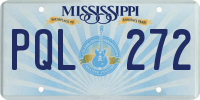 MS license plate PQL272