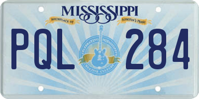MS license plate PQL284