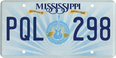MS license plate PQL298