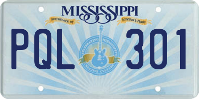 MS license plate PQL301