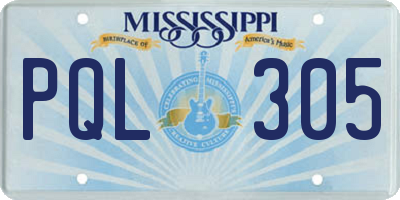 MS license plate PQL305
