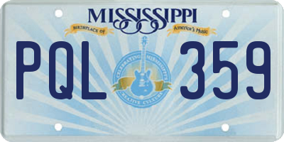 MS license plate PQL359