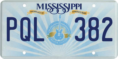 MS license plate PQL382