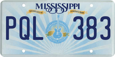 MS license plate PQL383