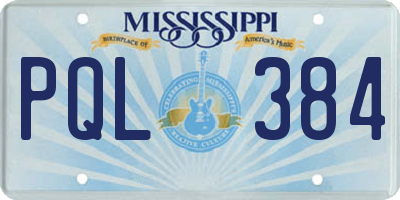 MS license plate PQL384