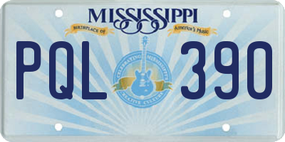 MS license plate PQL390
