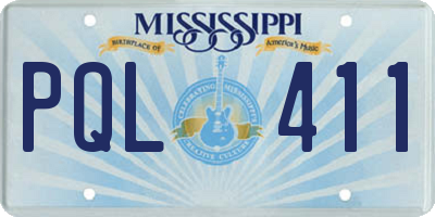 MS license plate PQL411