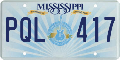 MS license plate PQL417