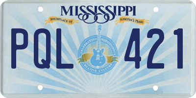 MS license plate PQL421