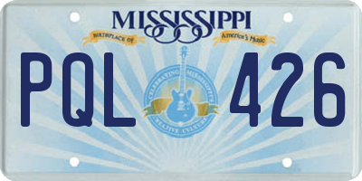 MS license plate PQL426