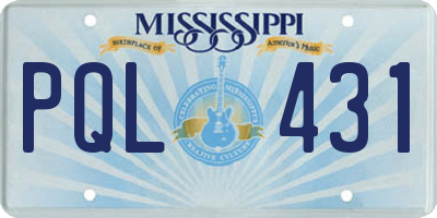 MS license plate PQL431