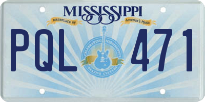 MS license plate PQL471