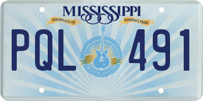 MS license plate PQL491