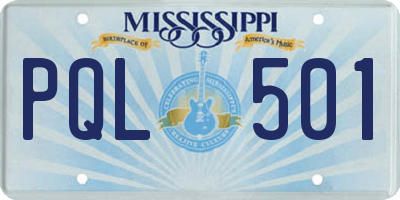 MS license plate PQL501