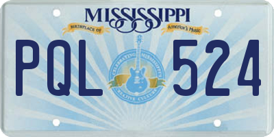 MS license plate PQL524