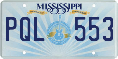 MS license plate PQL553