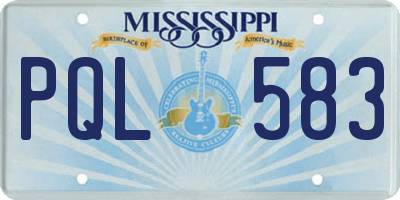 MS license plate PQL583
