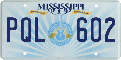 MS license plate PQL602