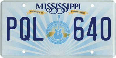 MS license plate PQL640