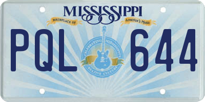 MS license plate PQL644