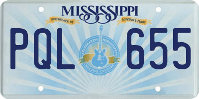 MS license plate PQL655
