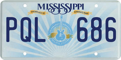 MS license plate PQL686