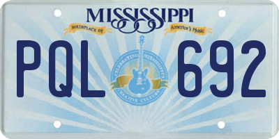 MS license plate PQL692
