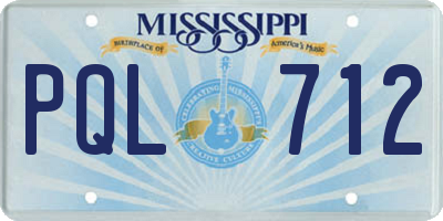 MS license plate PQL712