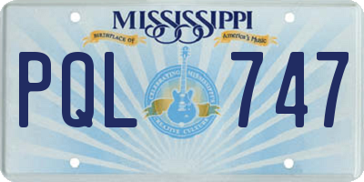 MS license plate PQL747