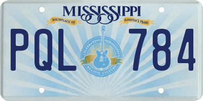 MS license plate PQL784