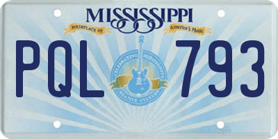 MS license plate PQL793