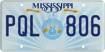 MS license plate PQL806