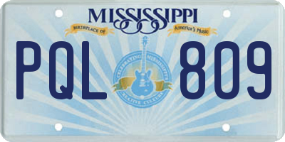 MS license plate PQL809