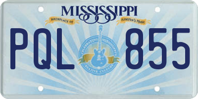 MS license plate PQL855