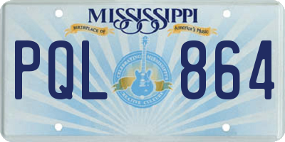MS license plate PQL864