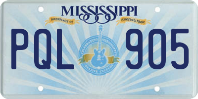 MS license plate PQL905
