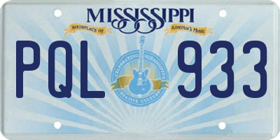 MS license plate PQL933