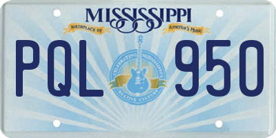 MS license plate PQL950