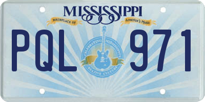 MS license plate PQL971