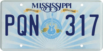 MS license plate PQN317