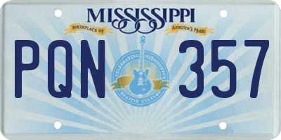 MS license plate PQN357