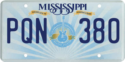 MS license plate PQN380