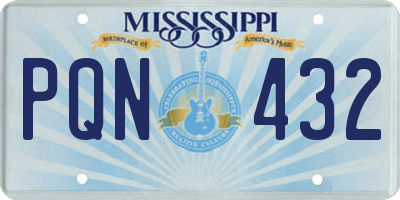 MS license plate PQN432