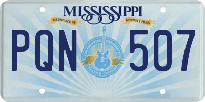 MS license plate PQN507